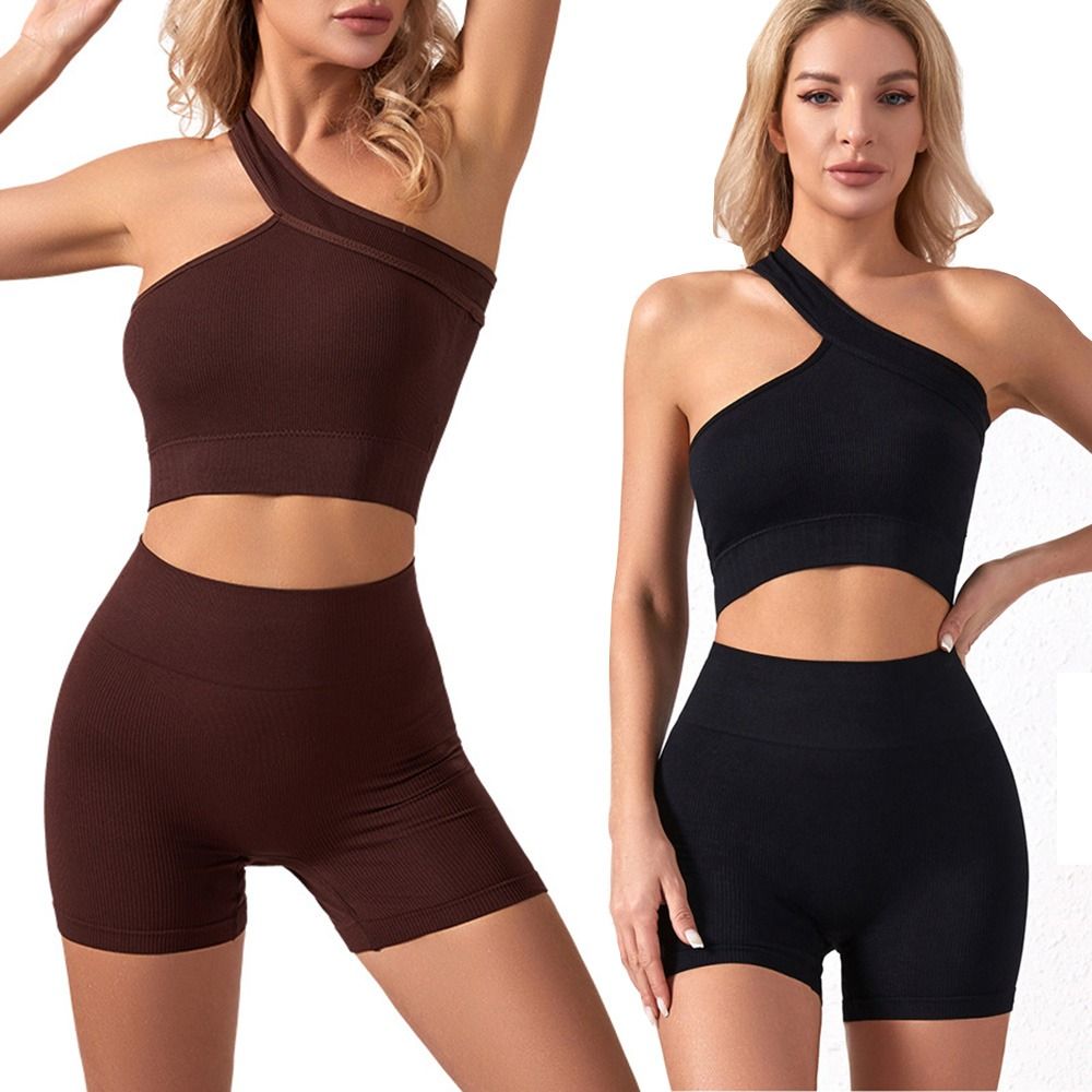 Conjunto de 2 Peças Casual Sem - Seamless Ribbed Workout Tank Top avaliação e preço