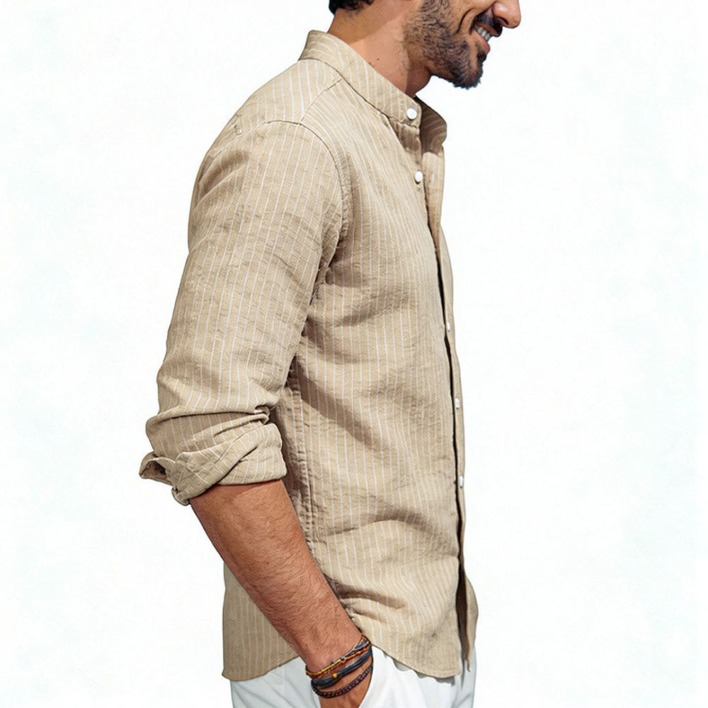 Camisa de linho para homem, co - Casual Loose Linen Shirt Dress avaliação e preço